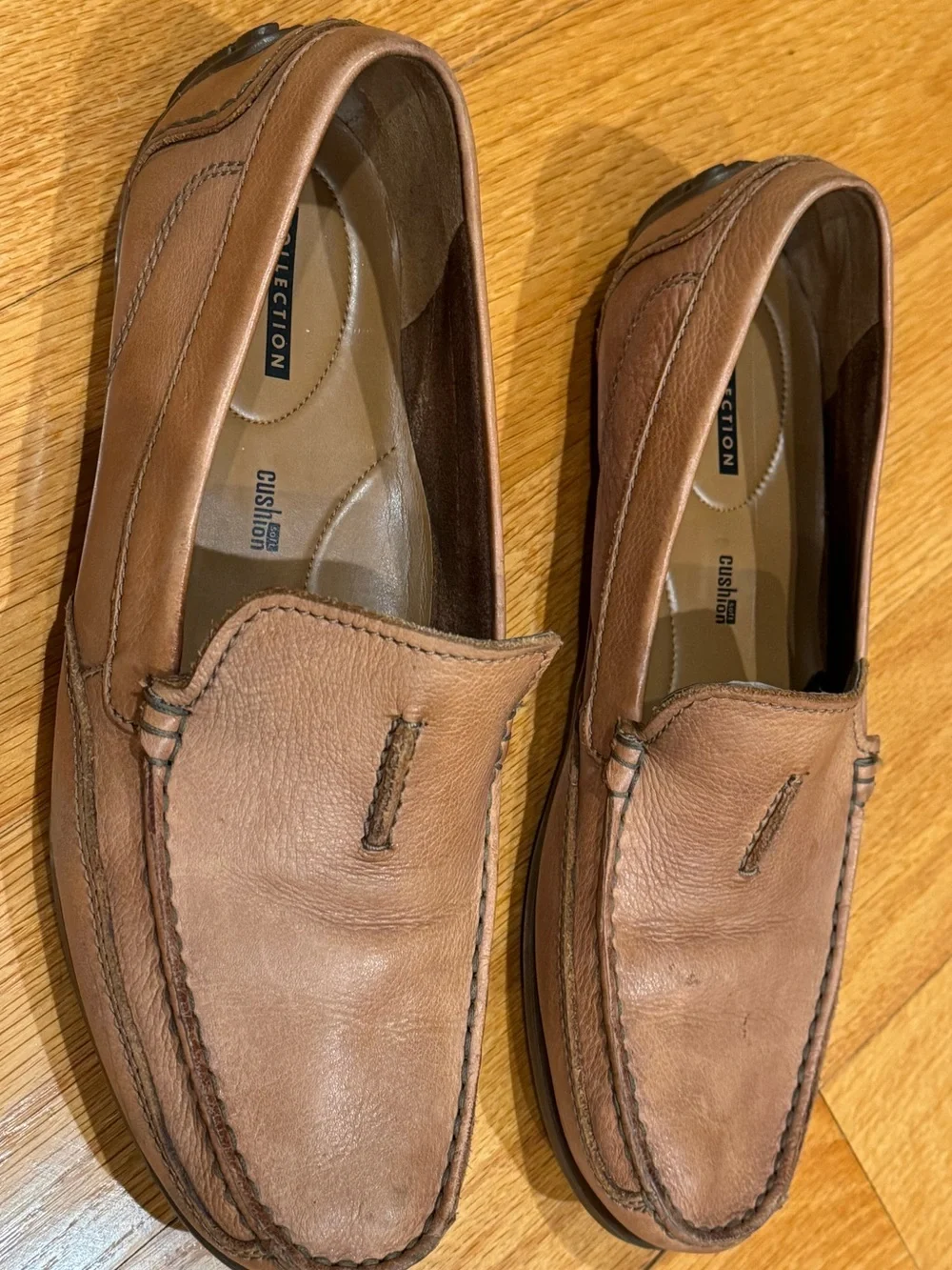 Clarkes Men’s Brown/Tan Leather Slip-On Loafers Mocs Driver Style 9.5M